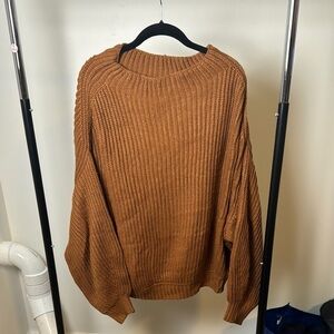 Listicle Relaxed Fit Oversized Drop Shoulder Cozy Brown Knit Sweater Size Large